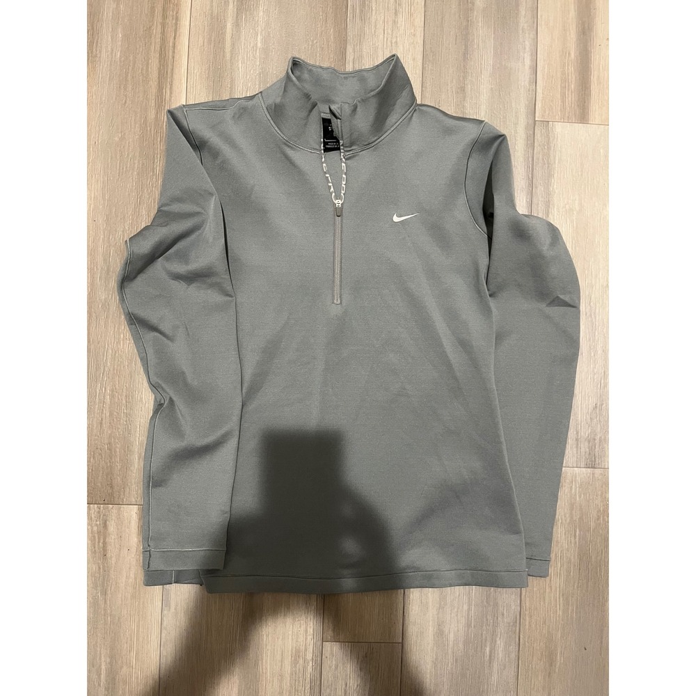 Nike Therma-FIT Womens Quarter Zip Pullover Light Grey Training Top Size L